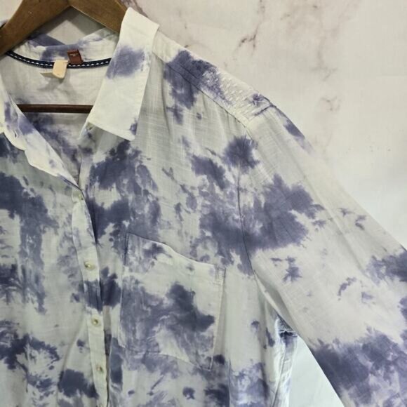 Anthropologie Shirt Womens Large Button Up Tie Dye Pilcro Purple Pink Long - Picture 12 of 13